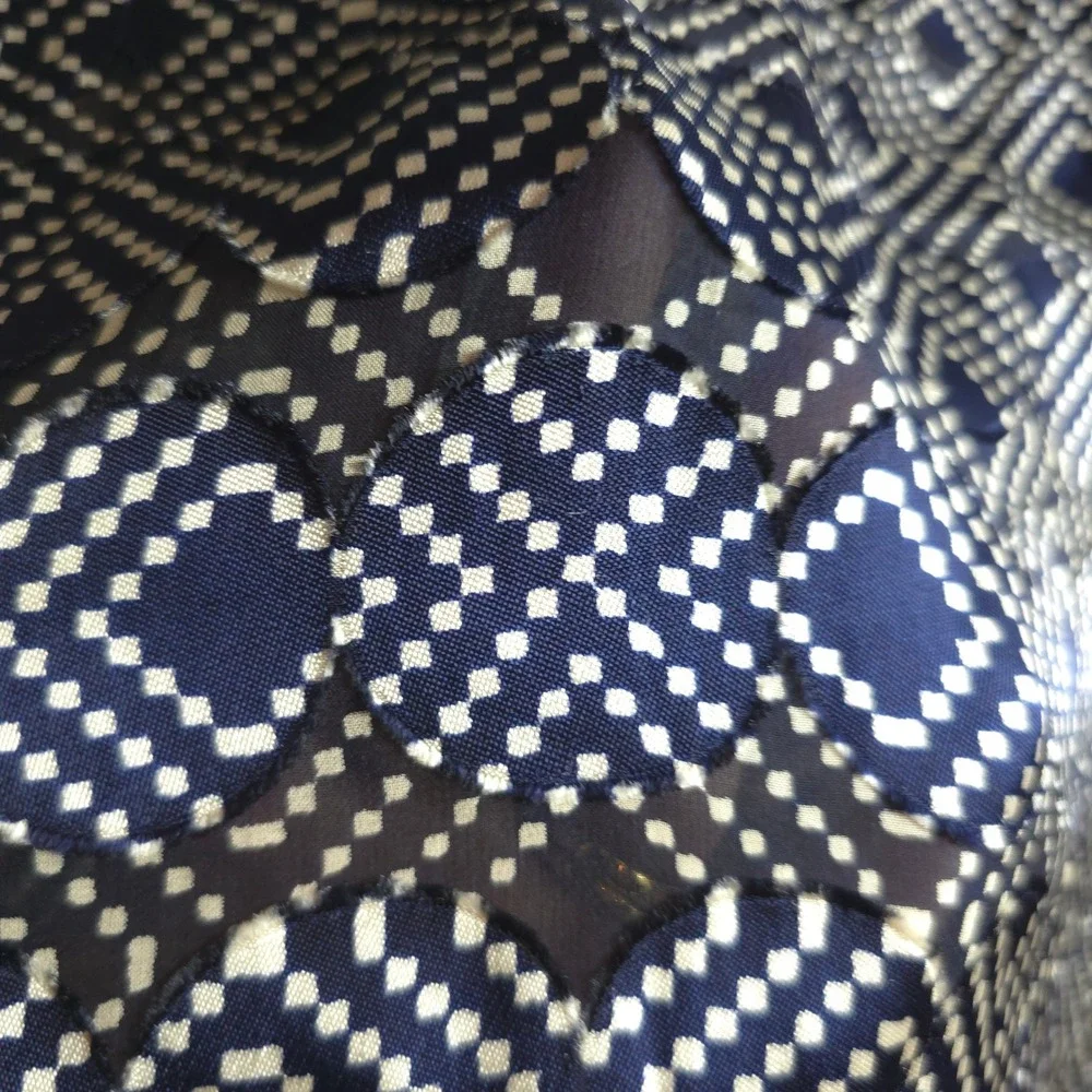 Tory Burch Size 2 Gwenna‎ Normandy Blue Semi-Sheer Silk Blend Tunic Blouse Boho